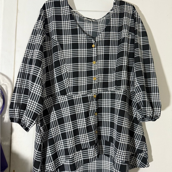 MPH collection Tops - Black and White Plaid Women's Blouse